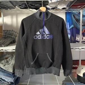 Adidas Men's Black Quarter Zip Pullover Sweatshirt Athletic Sportswear Size S